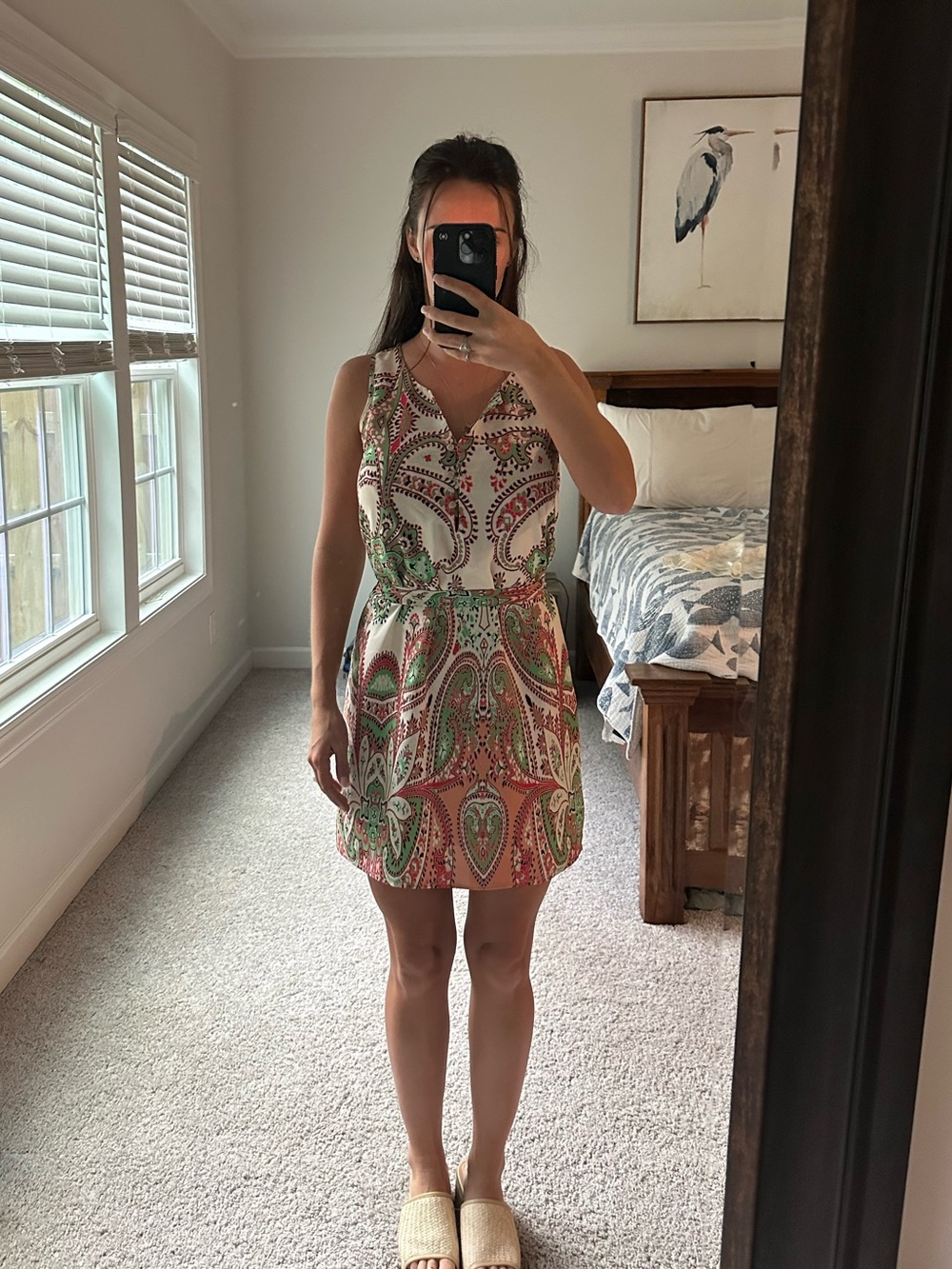 Pink Owl Paisley Sundress in Coral, Green & White